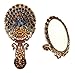 Ivenf Extra Large Size Vintage Oval Make-Up Hand/Table Mirror, Dress Table Decoration, Spreading Tail Peacock, Rose Copper