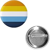 AroAce Orange Blue Aro Ace Pride Flag Pin 2.25” Round Circle Shape Metal Button Pin Badge Pinback 2.25 inch Pin 57 mm 5.7 cm