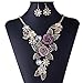 SANITRO Women's Vintage Flower Rose Gold Necklace Statement Earrings Jewelry Set
