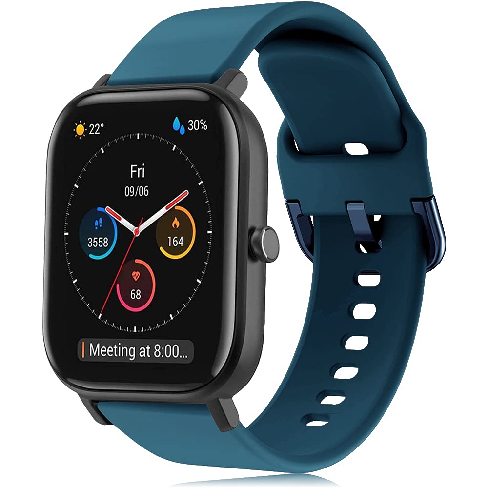 Silicone Watch Band - Compatible with Amazfit GTS 2 Series & GTS 3, Also Fits Amazfit Bip U Pro & GTR 42mm
