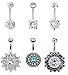 EVELICAL 6Pcs 14G Stainless Steel Belly Button Rings for Women Girls CZ Screw Navel Bars Body Piercing Jewelry