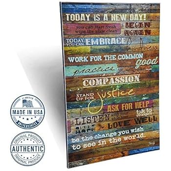 Marla Rae Inspirational Quotes Wall Art - Today is a New Day 12 x 18 (Earth Tones)