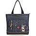 Chala Canvas Pocket Tote with Boston Terrier - Denim