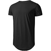 Big and Tall Mens Tshirts Longline Extra Long Shirts Hipster Reflective Line Scallop Tees Shirts Tops