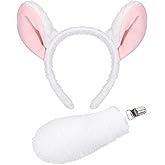 XEPST Animal Lamb Costume Set, Lamb Ears and Tail Set with Sheep Headband and Tail for Animal Costume Cosplay Birthday Party Accessories Accessories Carnival Halloween Fancy Dress Party Supplies