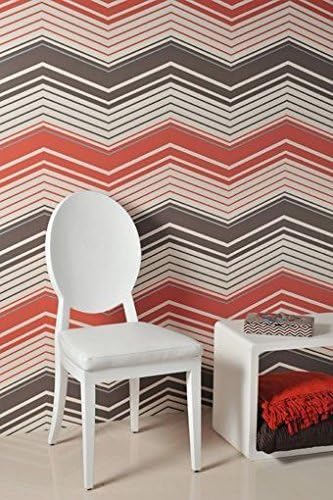Paco Zig Zag Gestreifte Tapete In Koralle Braun Und Sahne A4 Muster Amazon De Kuche Haushalt
