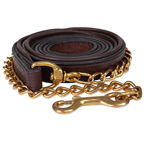 Perri’s Padded Leather Lead with Chain, Havana/Brown, 7Feet 30Inch Horse Tack Depot