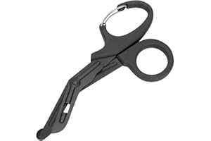 IMKRC Bandage Shears Scissors EMT and Trauma Shears, Bent Stealth Black Coated for Nurses, Students, Emergency Room (19cm, Black)