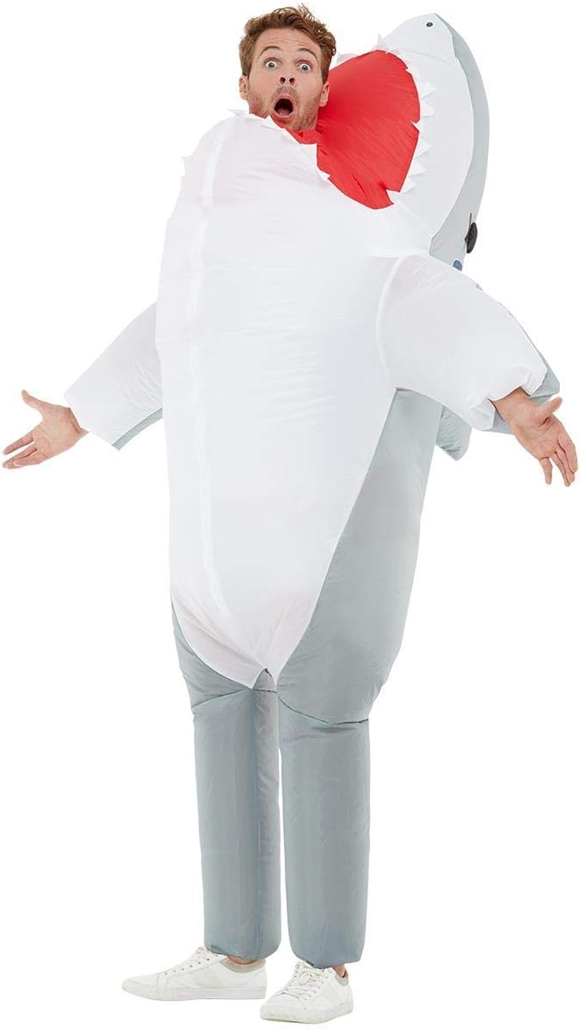 Amazon Com Inflatable Shark Attack Costume Grey Clothing