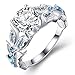 Vibrille Vintage Split Shank Created Sapphire Cubic Zirconia Engagement Rings for Women Sterling Silver