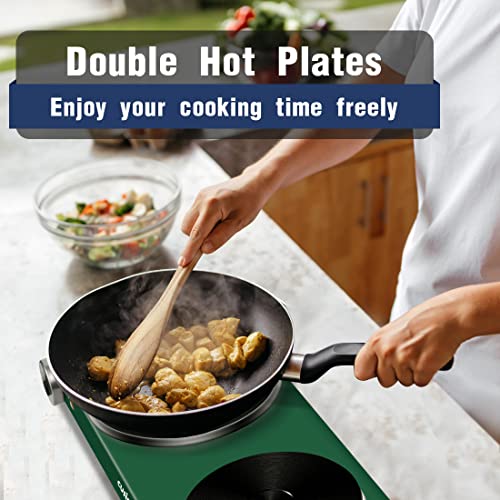 CUSIMAX 1800W Hot Plate, Cast Iron Double Burner, Electric Cooktop, Hot