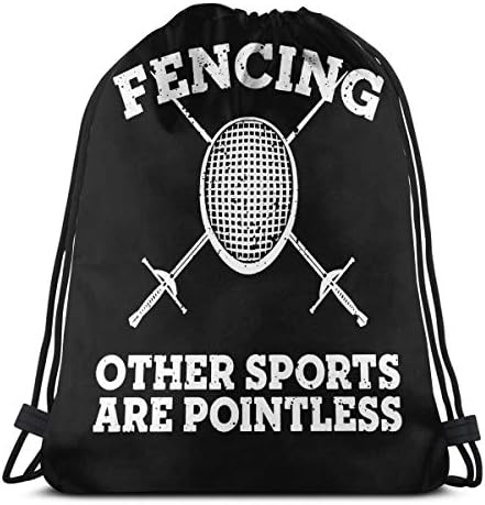Fencing Mask Unisex Portable Gym Drawstring Backpack Shoulder Bags Lightweight Travel Sport Yoga Rucksack