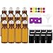 Mavogel 12 Pack 5ml Amber Glass Roller Bottles With Stainless Steel Roller Ball - Include 36 Peices Labels, Essential Oils Opener, 1ml Pipettes, Funnel