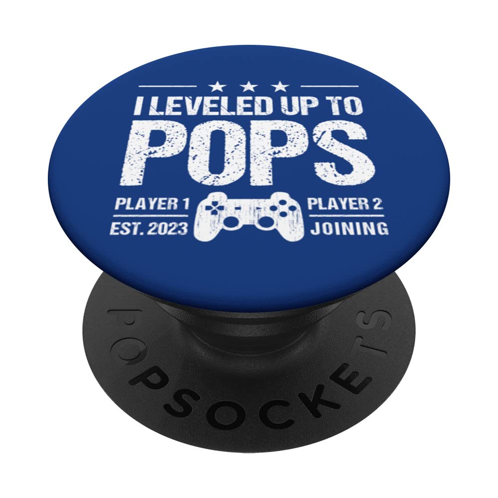 I Leveled Up To Pops Est 2023 - Funny New Dad Gamer Vintage PopSockets Swappable PopGrip
