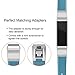 Konikit Fitbit Alta HR and Alta Bands Leather Accessory, Adjustable Replacement Wristband with Metal Connectors for Fitness Band, Blue