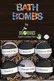 Charcoal Bath Bombs Gift Set by Sky Organics, 6 x 5 Oz Ultra Lush Huge BLACK Bath Bombs, Aromatherapy, Relaxation, Moisturizing with Natural Essential Oils -Handmade Organic Spa Fizzies. Black Bath