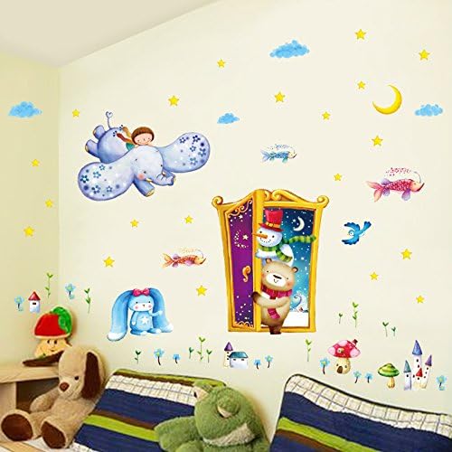 HCCY Lovely cartoon fairy tale castle wall bed for children kindergarten to decorate walls sticker bedroom living room wall posters 150*75cm, Picture Color