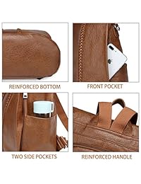 VASCHY - Mochila de piel sintética antirrobo para mujer con tejido vintage