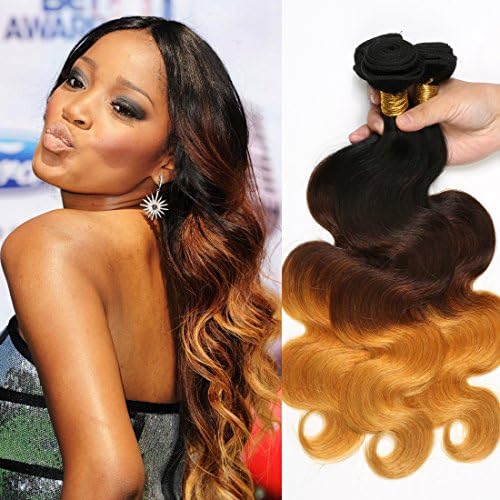 Ombre Brazilian Hair Weave Bundles Brazilian Virgin Hair Body Wave 3 Bundles Ombre Human Hair Extensions 12 14 16Inches