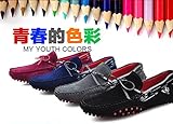 HAPPYSHOP(TM) Men's Genuine Leather Lace-up Moccasin Loafers Driving Shoes Comfort Slip-on Penny Loafers