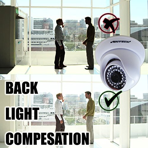 VENTECH 4 Pack CCTV Security Dome Camera Color 1000tvl 960H Analog CMOS 36 led IR-Cut Night Vision Infrared Home Surveillance 3.6mm Lens Indoor 12v Audio