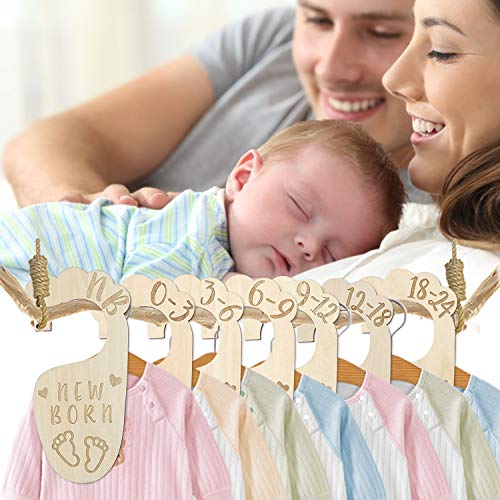 Premium Wood Baby Closet Dividers,Set of 7,from Newborn to 24 Month