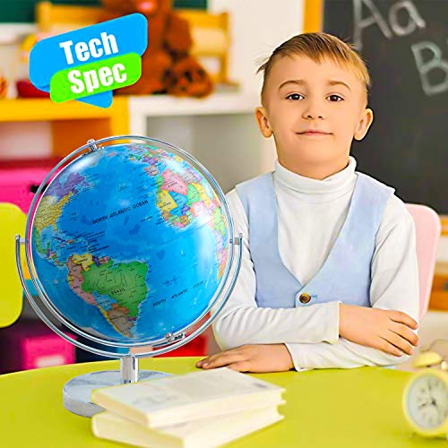 World Globe for Kids - World Globe with Stand Adults Geographic Globes Discovery World Learning Toys Globe for Kids - Globes of The World with Stand (12 Inch)