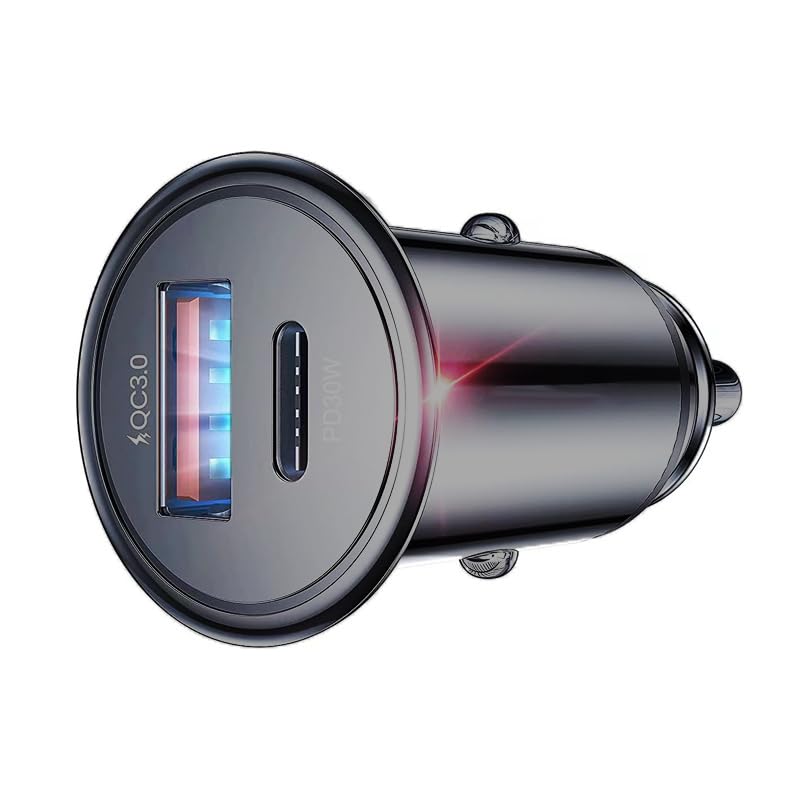 MACHSWON 48W USB C Car Charger Adapter PD QC 3.0 USBC Car Phone Charger for Phone 2 Pack [Mini & Metal] Cigarette Lighter USB Charger Fast Charging