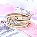 Cakadier Womens Leather Wrap Bracelet, Baroque Pearl Cuff Bracelets Multilayer Bangle Handmade Wristbands Jewelry Bohemian Gift for Women, Teen Girls, Mother (Beige)