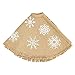 Snowflake Burlap Cotton Fringed Border Mini Tree Skirt 21 Inches Holiday Decoration