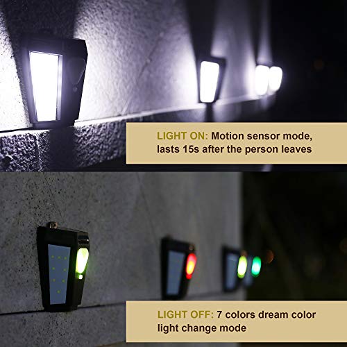 MAGGIFT 4 Pack Solar Motion Sensor Step Lights Outdoor, RBG Color