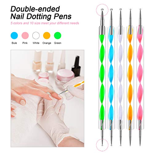BicycleStore Nail Art Kit, Professional 3D DIY Decoration Manicure Supplies Set with 15Pcs Painting Brushes 5 Dotting Tools 2 Boxes Rhinestones 10 Striping Tapes Nail File, Sequins for Girls Women