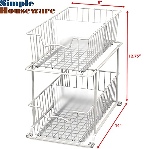 Simple Houseware 2 Tier Wire Basket Drawer Organizer, White