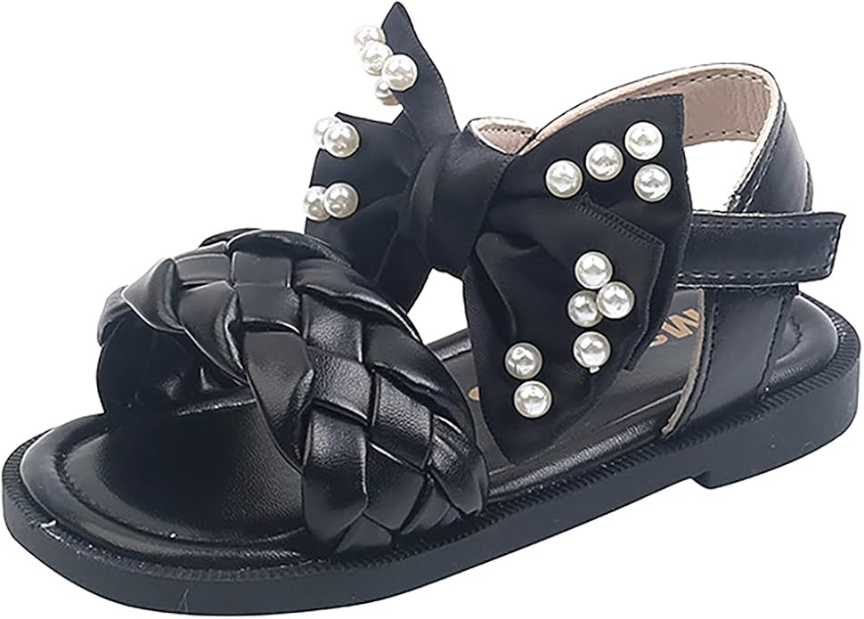 Amazon.com | Stylein Girls Bowknot Braid Pearl Beach Sandals Summer Casual Walking Shoes | Sandals