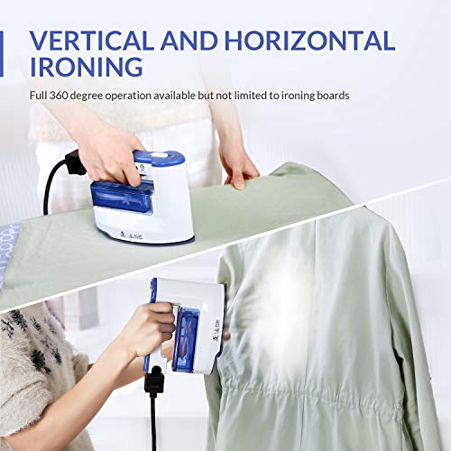 Easehold Steam Iron Garment Steamer Clothes Steamer Handheld 2 in 1 Flat and Hang Dry and Steamer Ironing Portable for Travel Dewrinkle Fabric (Blue)