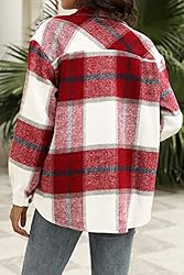 AUTOMET Womens Casual Plaid Shacket Wool Blend