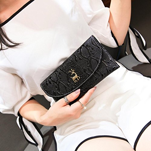 Teresamoon Womens Wallet Checkbook Cover Wallets Card Holders (Black) - Thumbnail 6