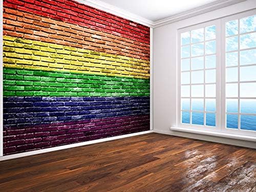 Rainbow Flag Painted on Old Brick Photo Wallpaper Wall Mural (13803715) Cool (130gsm Budget, XXL 300cm Wide x 240cm high)
