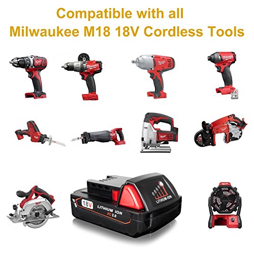FLAGPOWER 18V 2.0Ah Replacement Lithium-ion Battery for Milwaukee M18 XC 48-11-1815 48-11-1820 Cordless Power Tools - Thumbnail 6