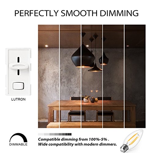 LVWIT B11 LED Filament Bulb Dimmable 40W Equivalent 3000K Soft White E26 Base LED Light Bulbs Chandelier Decorative Candle Light Bulb 6 Pack - Thumbnail 5