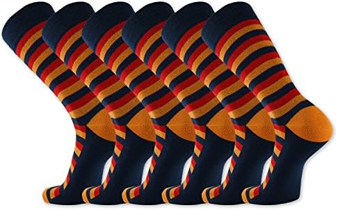 Men’s Cotton Crew Warm Dress Socks – Stripe Funky Colorful Casual Argyle Patterned Business Fashionable 6 Packs
