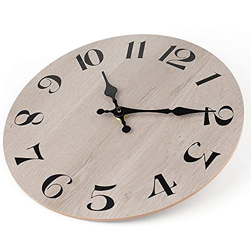 12" Wall Clock Rustic Weathered Gray Wooden Wall Clock Decoration for