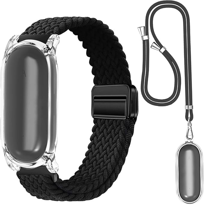 Photo 1 of 2-in-1 Wristband & Neckband for Plaud NotePin AI Voice Recorder - High-Clarity PC Case & Breathable Magnetic Nylon Strap & Adjustable Neck Strap - Sports, Business, Men & Women (Black)