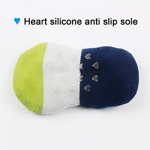 VWU Toddler Socks No Show Kids Baby Low Cut Cotton Socks Anti Slip 1-3/3-5Y (Color Block, 1-3 years old)