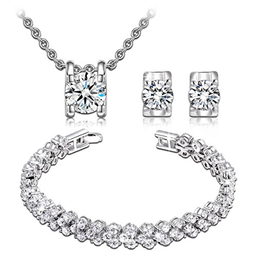 Qianse snow queen necklace stud earrings link bracelet fashion we…