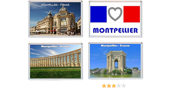 Montpellier – Francia – Paquete de 4 – Jumbo imán para nevera ...