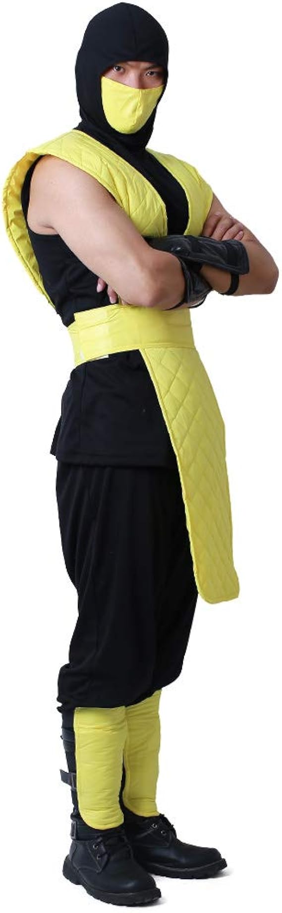 miccostumes Men's Shotokan Ninja Yellow Fighter Halloween Cosplay