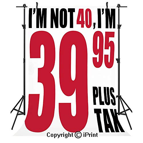 40th Birthday Decorations Photography Backdrops,Funny Slogan Fortieth Birthday Humoruos Pictogram Style,Birthday Party Seamless Photo Studio Booth Background Banner 5x7ft,Hot Pink Black White