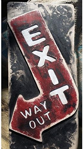 Routed and Hand Painted 3-Dimensional Wooden Wall Art , Distressed Vintage looking Exit sign, measures: 5-1/4 X 10-1/2" . Made to Order (Allow 1- 4 weeks for production & delivery)
