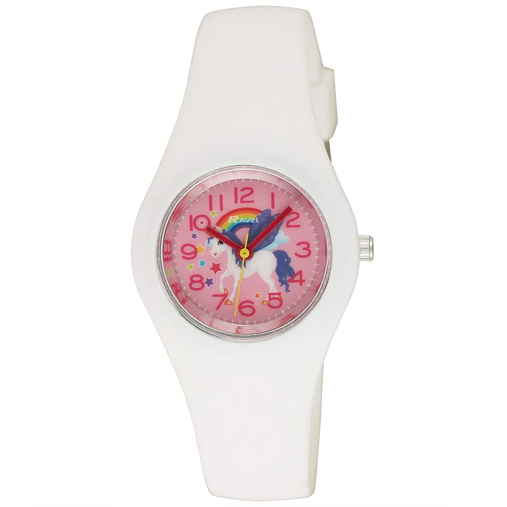 Ravel Women's and Girl's Moulded Silicone Unicorn Quartz Watch - White